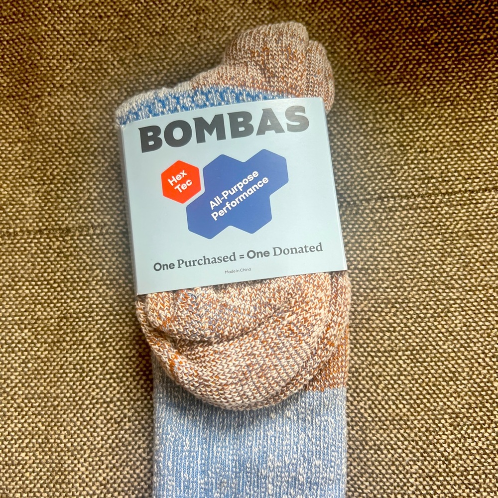 Bombas Hex Tec All-Purpose Performance Socks - Blue and Brown
